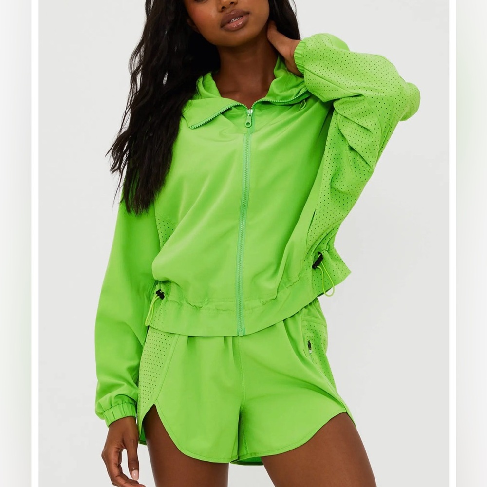 Beach Riot Casen Neon Lime Mesh-Lined Zip Jacket Size Small